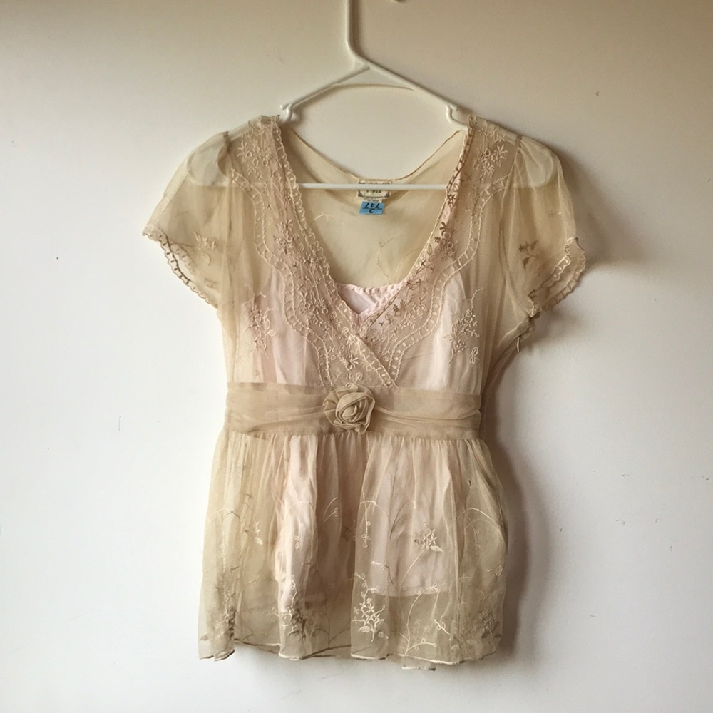 Anthropologie sheer embroider blouse.